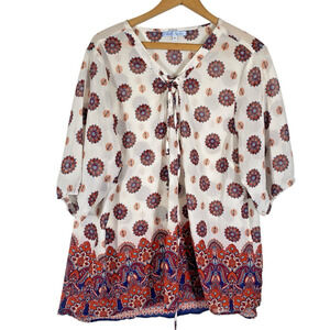 Claudia Richard Tunic Blouse Top Size 3X Peasant Romantic Boho Festival Gypsy